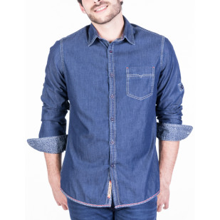 camisa denim màniga llarga