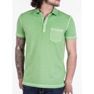 stretch overdyed pique polo