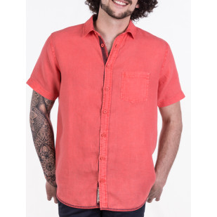 camisa lino manga corta  sobretintada