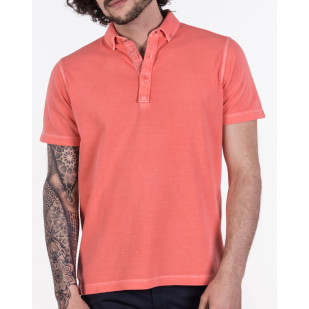 overdyed textured fabric polo