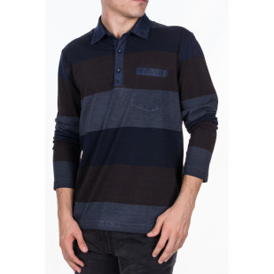 overdyed striped polo