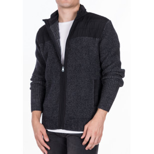 mixed pique knit full-zip...