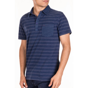 striped indigo polo