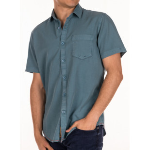 structured overdyed short sleeve shirt