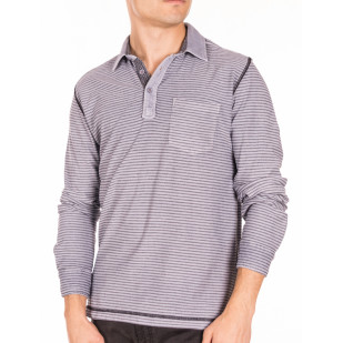 overdyed striped polo