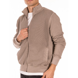 overdyed structured full-zip sweater