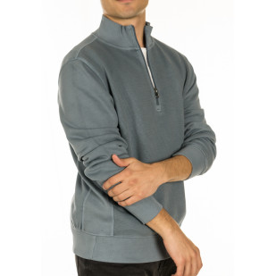 overdyed structured half-zip sweater