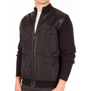 chaqueta con delantero nylon y detalles ecopiel