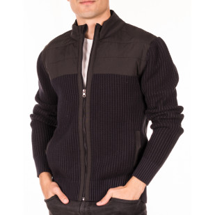 chaqueta punto relieve con detalles nylon